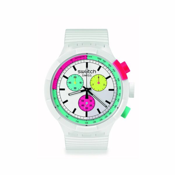 Swatch Unisexuhr SU SB06W100 Kunststoff